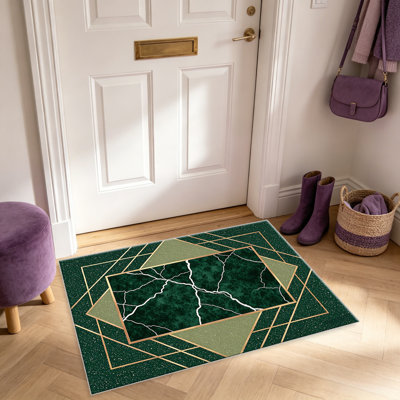Tapis vert et blanc en marbre pour le salon, doux et confortable, convient à toutes les saisons, facile à entretenir, tapis de sol intérieur lavable à la machine, sous la table de ferme convenant à la chambre à coucher, à la salle à manger, au bureau, au patio, au balcon, à la décoration intérieure