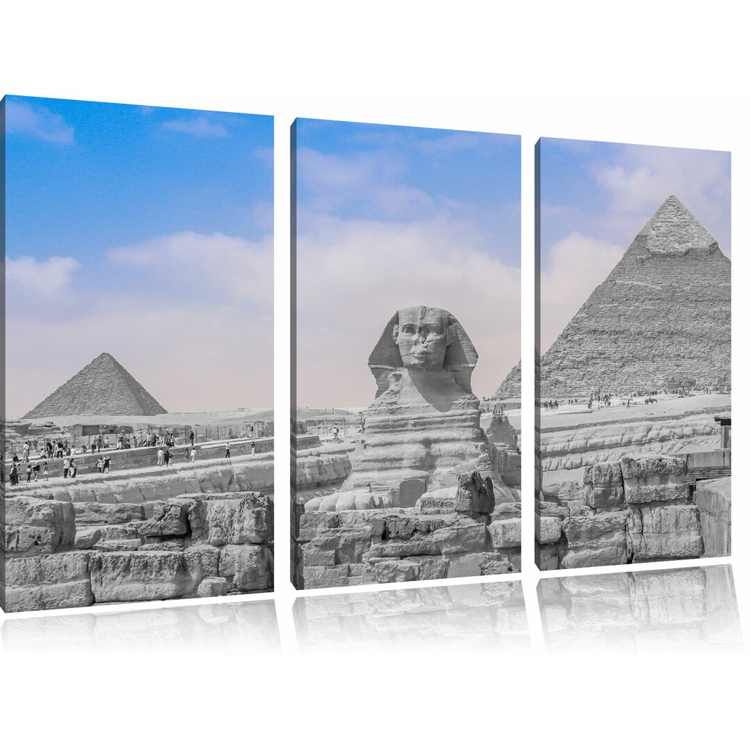 3-tlg. Leinwandbilder-Set „Wunderschöne Sphinx in Gizeh“, Fotodruck