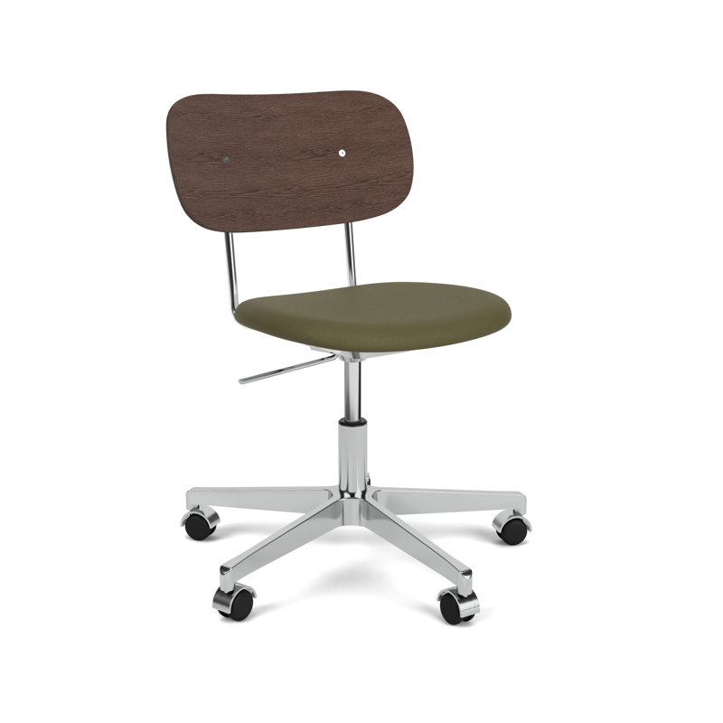 Co Swivel Task Chair, Dark Stained Oak/Silver, Army