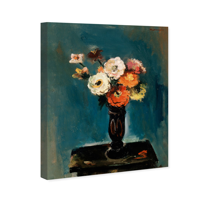 Fleurs par Joseph Kutter - Peinture, Toile tendue, H 36 po x l 30 po