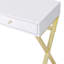 Bureau de meuble-lavabo rectangulaire avec ornements blancs et dorés, poignée en cristal, structure en métal, plateau à bijoux avec miroir, 2 poignées de tiroir, meuble-lavabo, miroir amovible, glissière à 2 ou 3 tiroirs