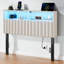 Berte Storage Upholstered Headboard With RGB LED Lights & Charging Station-114318247-114318248
