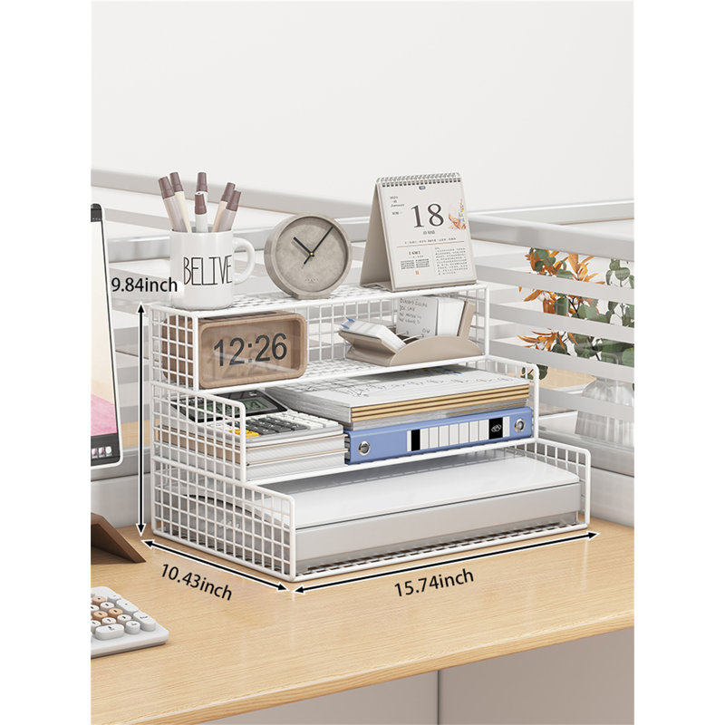 Organisateur de bureau en métal Zarinah, Blanc