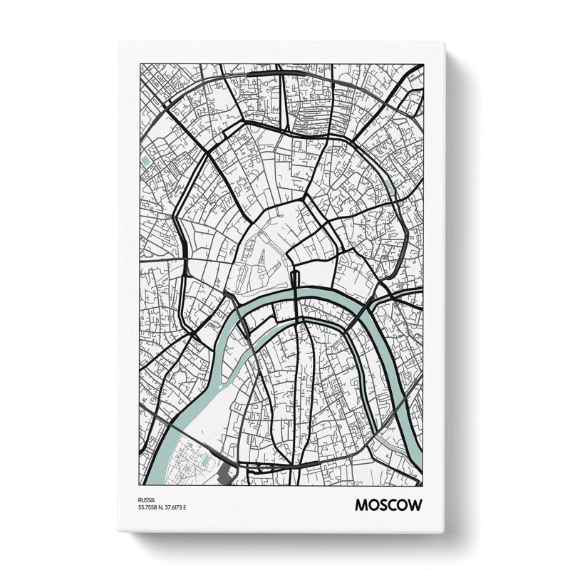 Map Moscow Russia - Wrapped Canvas, 60cm H x 40cm W x 3cm D