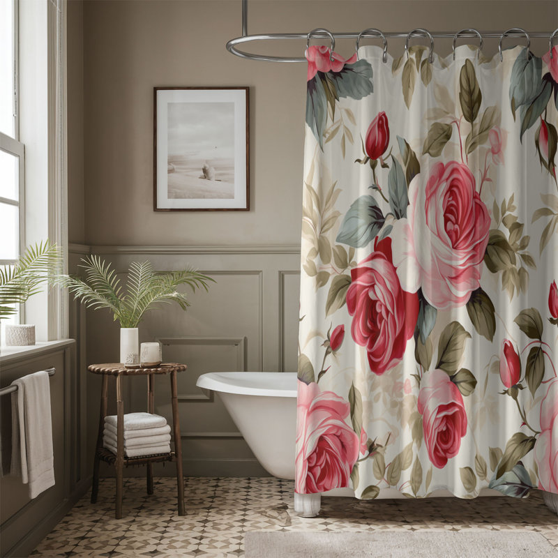 Rideau de douche standard 1 pièce, H 74 po x l 71 po, Whispered Bloom