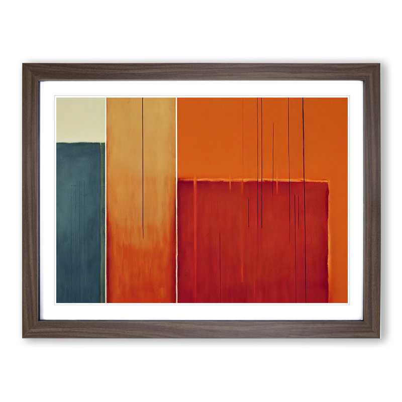 Single Picture Frame Painting, Walnut Framed, 46cm H x 64cm W