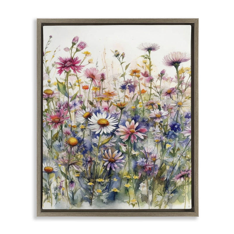 "Assortiment de fleurs sauvages", art mural encadré par Ryley, H 31 po x l 25 po, Cadre flottant orme Montalcino