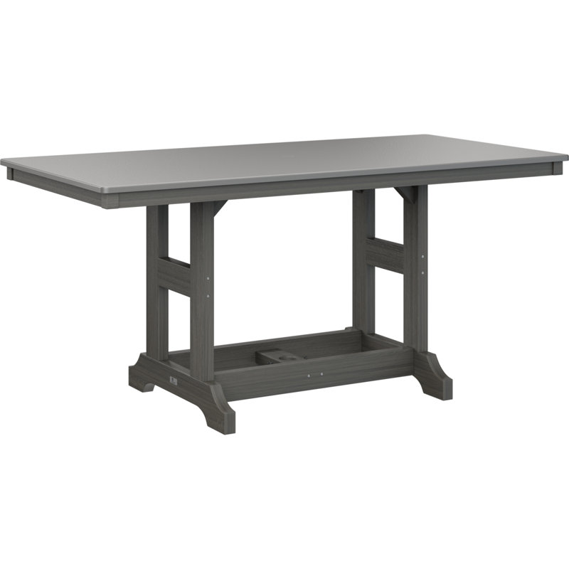 Table de bar rectangulaire Berlin Garden, H 39,5 po x l 66 po x P 33 po, Acier inoxydable martelé, Gris côtier