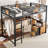 Full Loft Bed With Desk And Non-Woven Fabric Drawers, Metal Loft Bed Frame