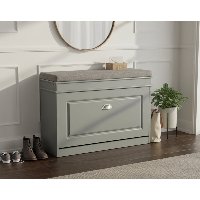 6 Pair Shoe Storage Bench, Grey