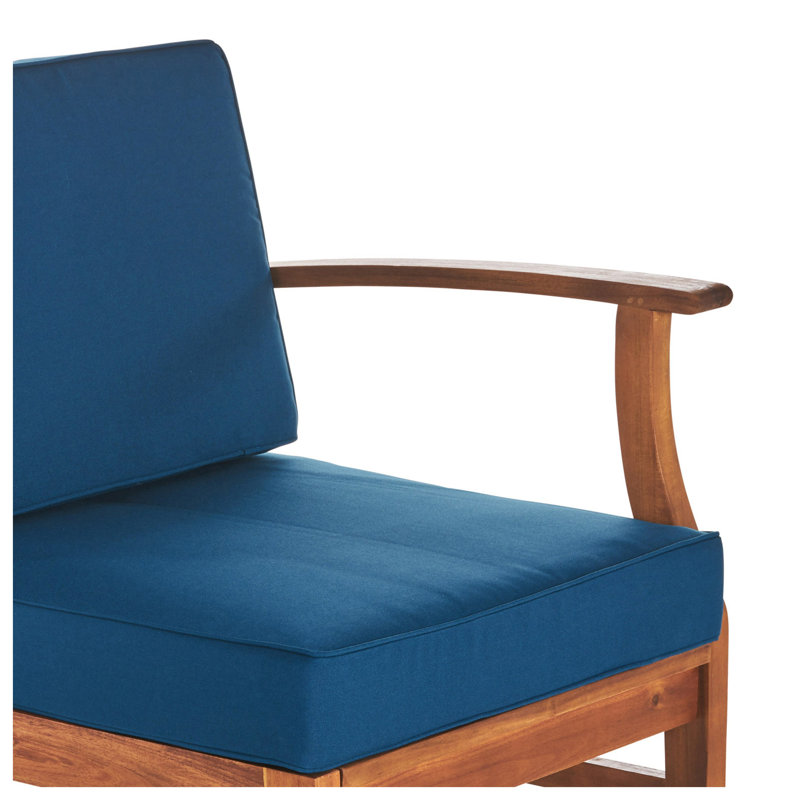 Ensemble 3 pièces de canapé et table en bois d'acacia avec coussins crème Perla, Blue