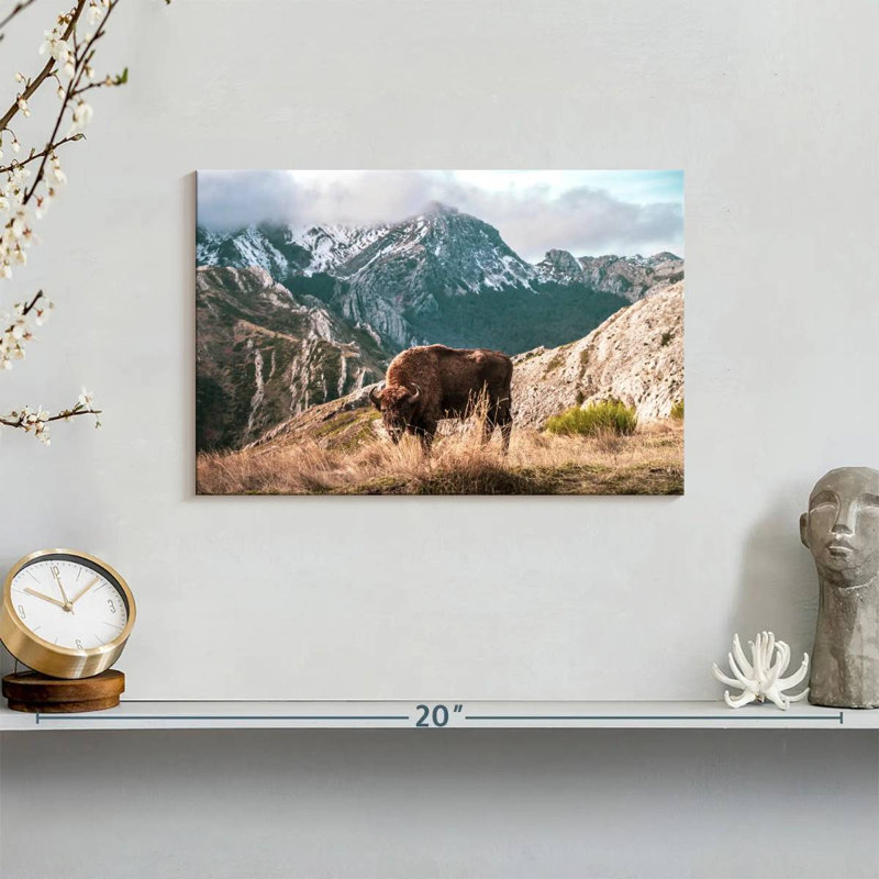 Brampt Bison Lost In The Mountains, 8" H x 12" W