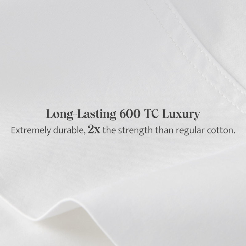 Ensemble de draps 100% coton à point double, Ensemble de draps pour très grand lit, Blanc brillant