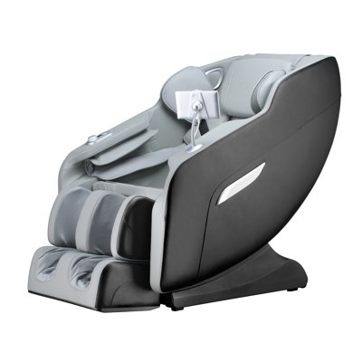 2D Deluxe Massage Chair Color Gray Faux Leather with Heating, Extendable Footrest, USB Port Charging by Lifetrend