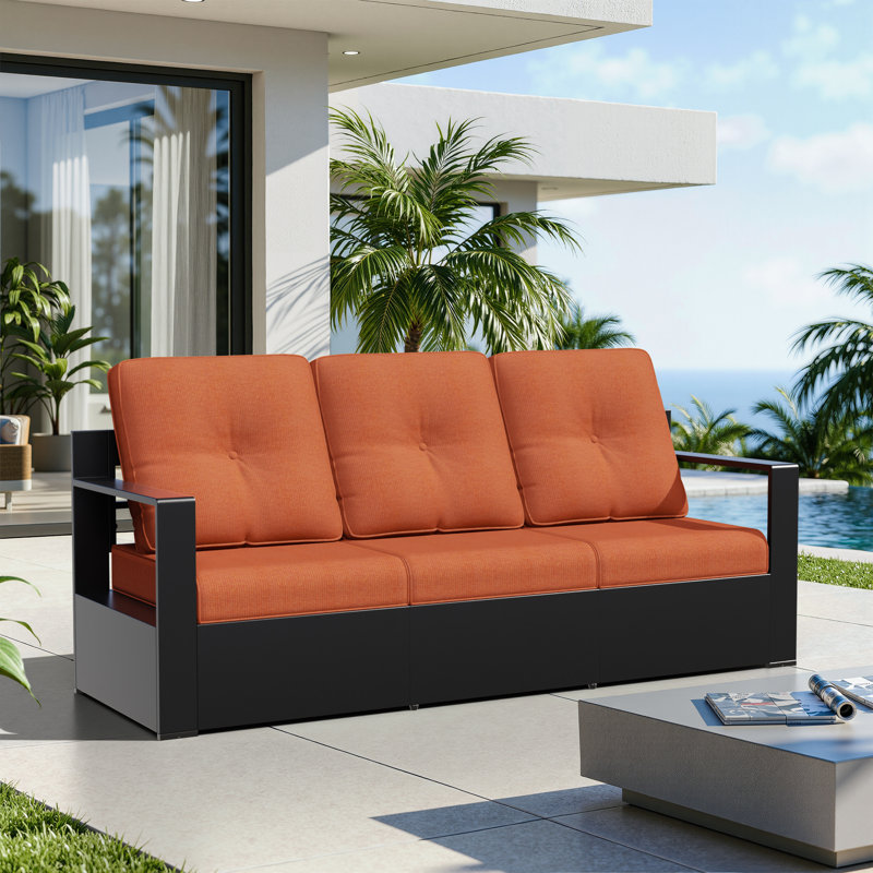  Adwin Outdoor 4"Deep Seat Cushion Set With Olefin Fabric,6 Colors Available(Set of 4), Orange, 4