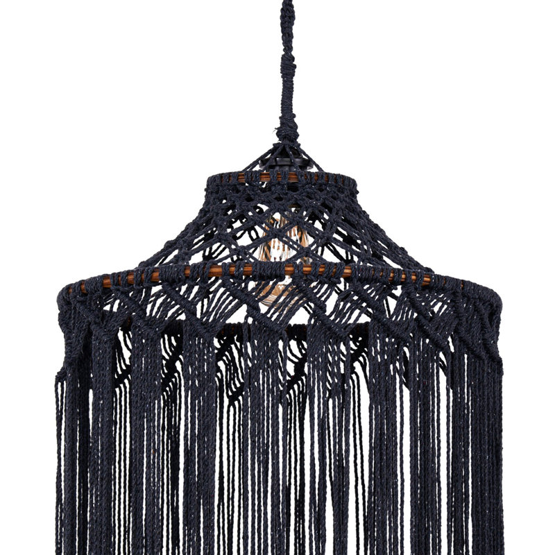 Luminaire suspendu géométrique unique à 1 lumière Benedetti, Noir, Noir