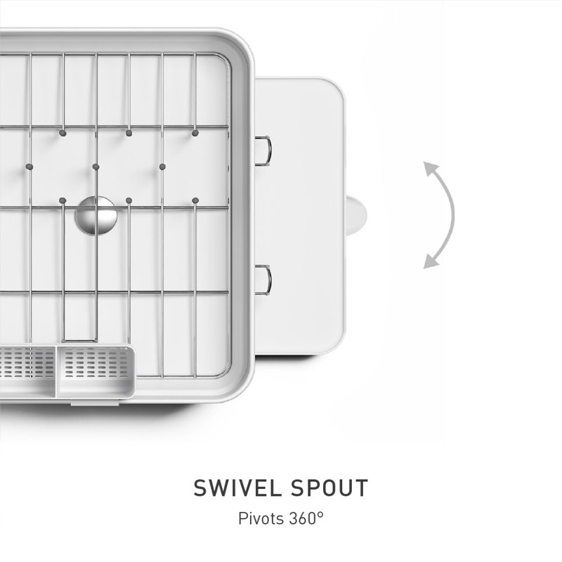Plastic and Stainless Steel Dish Rack, White Steel/White
