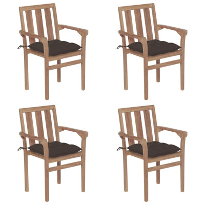 Chaise de patio en teck avec coussins Braxton-Rocco