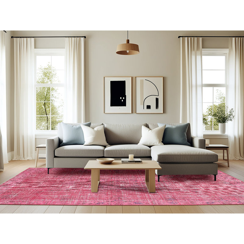 Tapis décoratif rose clair oriental Nyah, Rectangle 6 pi x 9 pi