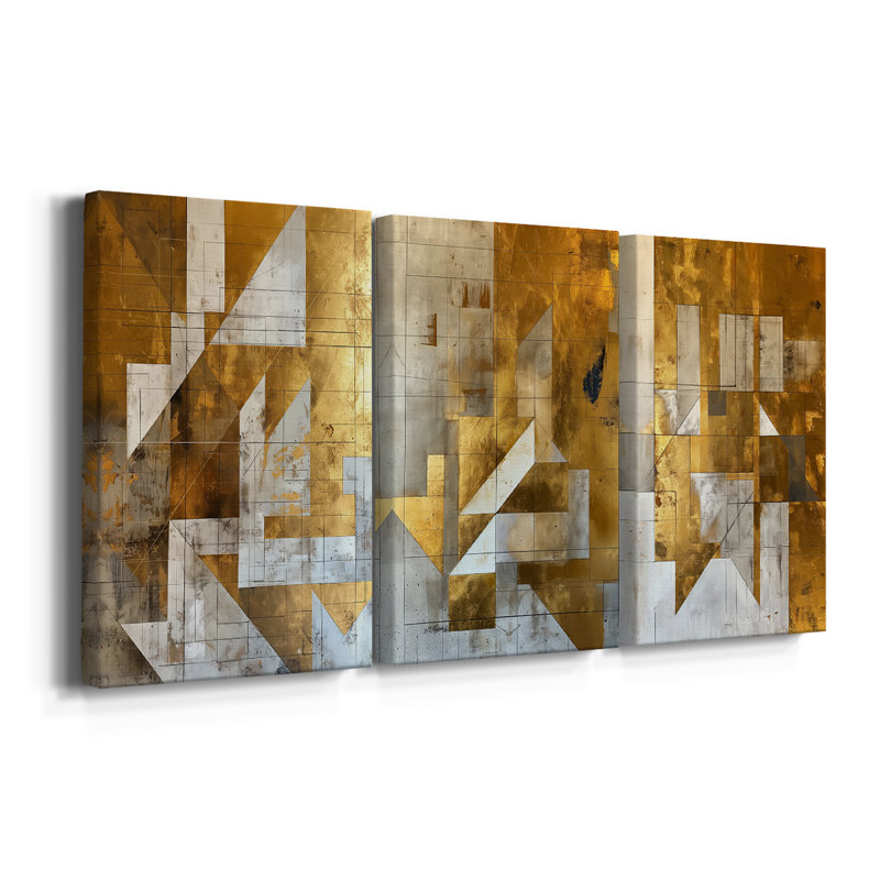 ABSTRACT Series CXV - Toile tendue sur mesure - 3 pièces, H 12 po x l 24 po
