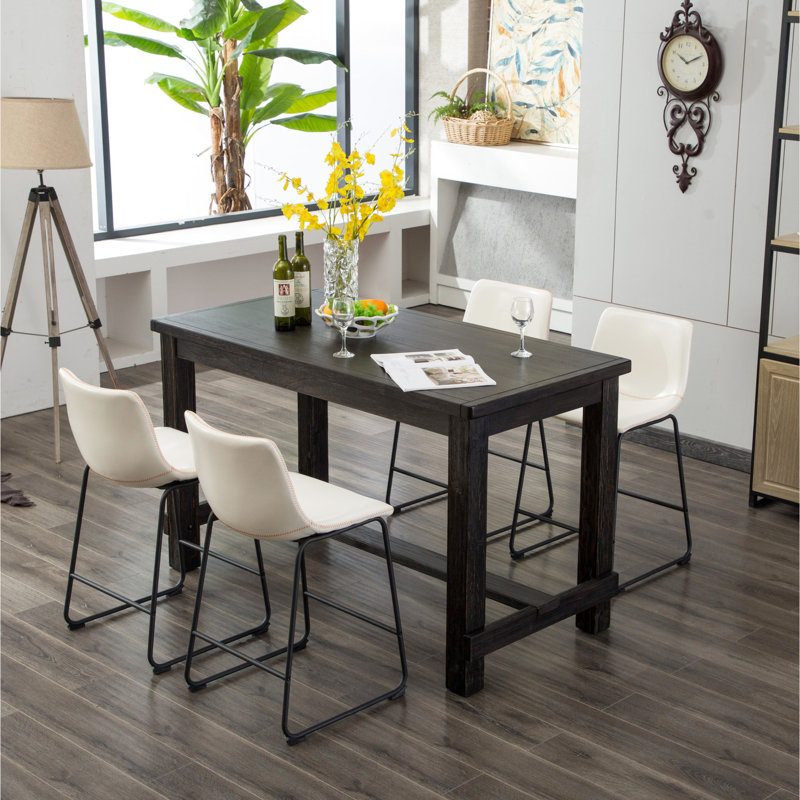 Counter Height Dining Table And Chairs :, Rectangular, With Brown Table: 4 & Rectangular Shape, White