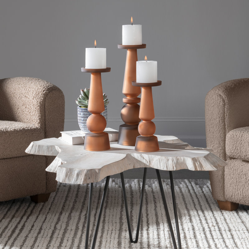 Ensemble de chandelles de table en verre 3 pièces avec bougie incluse