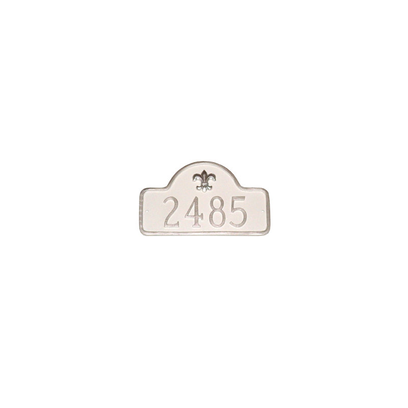 Petite 1-Line Wall Address Plaque, Taupe/White, Yes