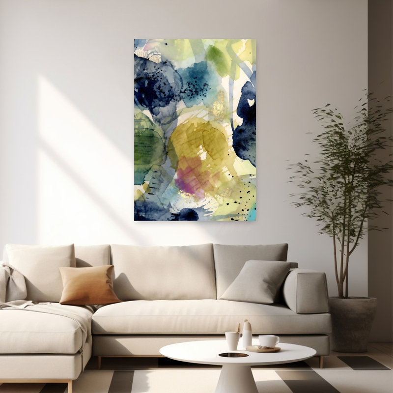 Aquarelle abstraite V, art mural contemporain abstrait élégant, 60" H x 40" W
