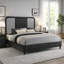 Lit très grand Sevy, tissu capitonné gris, bois noir onyx-122772591