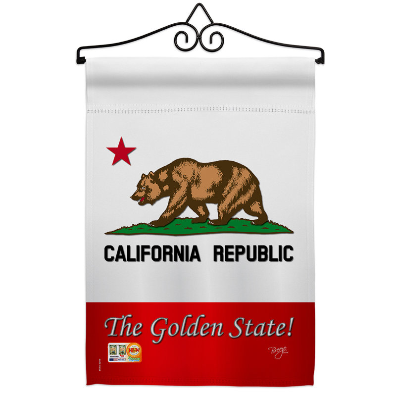 Le coussin décoratif décoratif à 2 faces en polyester 19 x 13 po golden state impressions drapeau de jardin