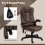 Fauteuil de bureau vibrant à 6 points avec fonction de massage avec fonction chauffante, fauteuil de direction à haut dossier en microfibre avec dossier inclinable, accoudoirs rembourrés et télécommande, café