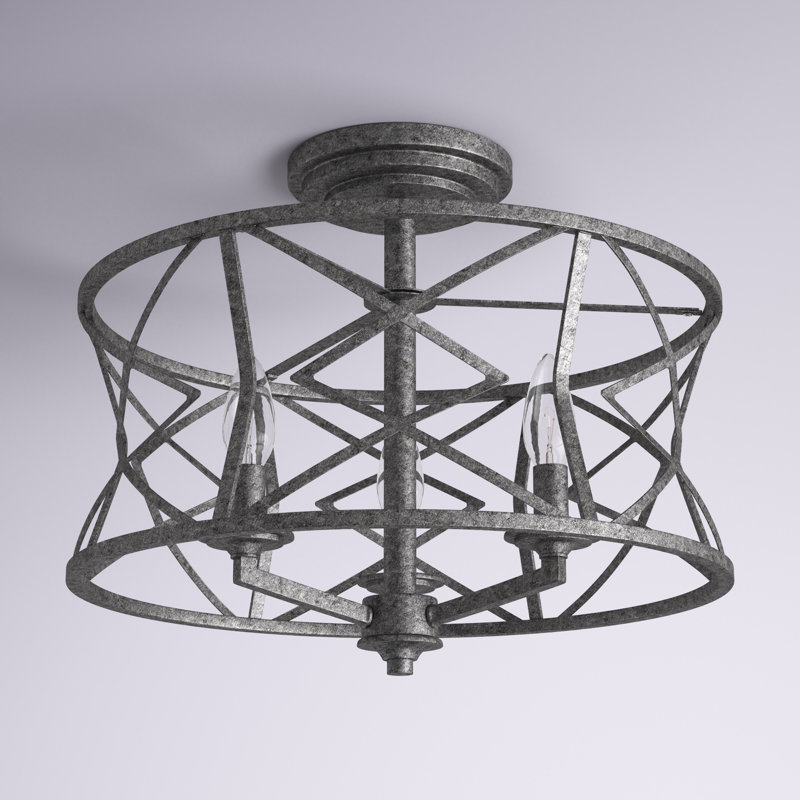 Fager Semi Flush Mount, Antique Silver