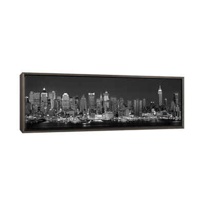 " Illuminated Skyline In B&W, Manhattan, New York City, New York "