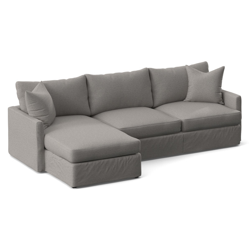 Hartig Upholstered L-Shaped Sectional, Left Hand Facing, Reese Fog Performance Chenille