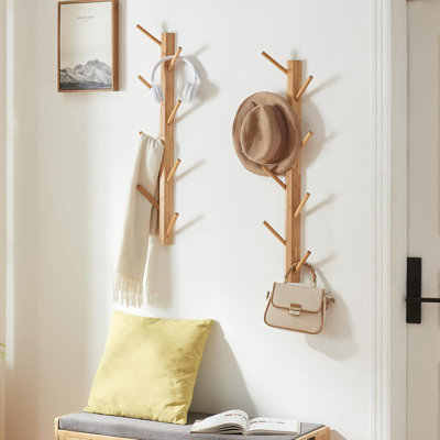 Support mural vertical pour portemanteaux en bambou