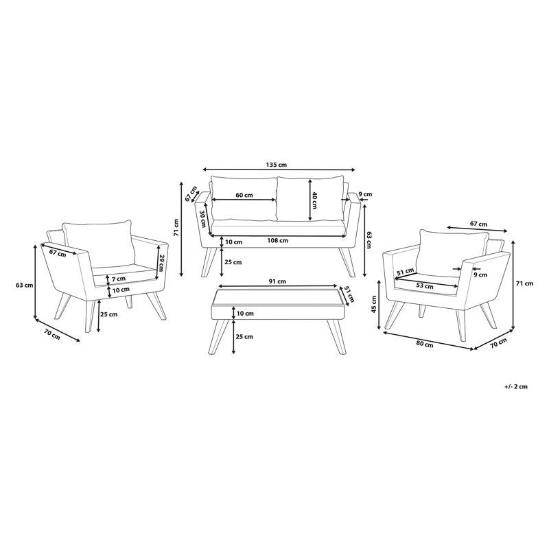 Elbeni Rattan 4 - Person Seating Group with Cushions