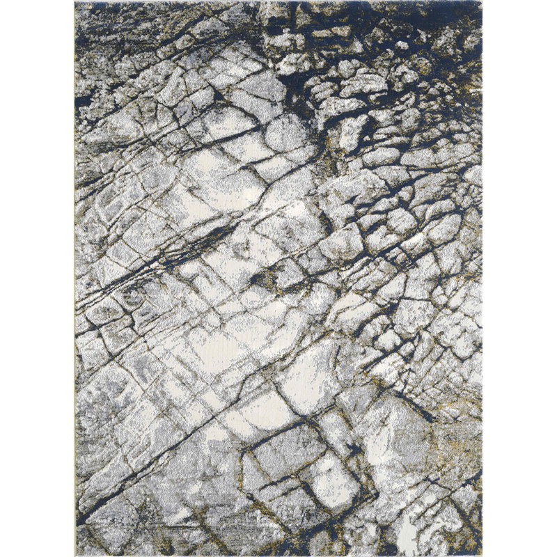 Tapis de couloir doré et bleu 2 pi x 7 pi 952, Rectangle 7 pi 8 po x 10 pi