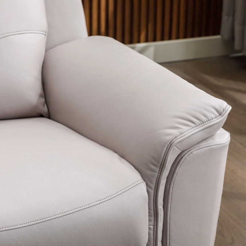 64.56" Wide Modern Premium Faux Leather Upholstered Power Reclining Loveseat With USB, Light Gray
