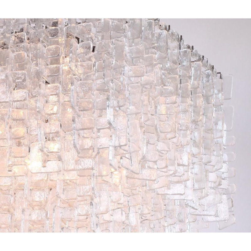 Lustre Venetian Light, Bronze brillant, Verre transparent et lisse, 34" Length x 20" Width x 22" Height