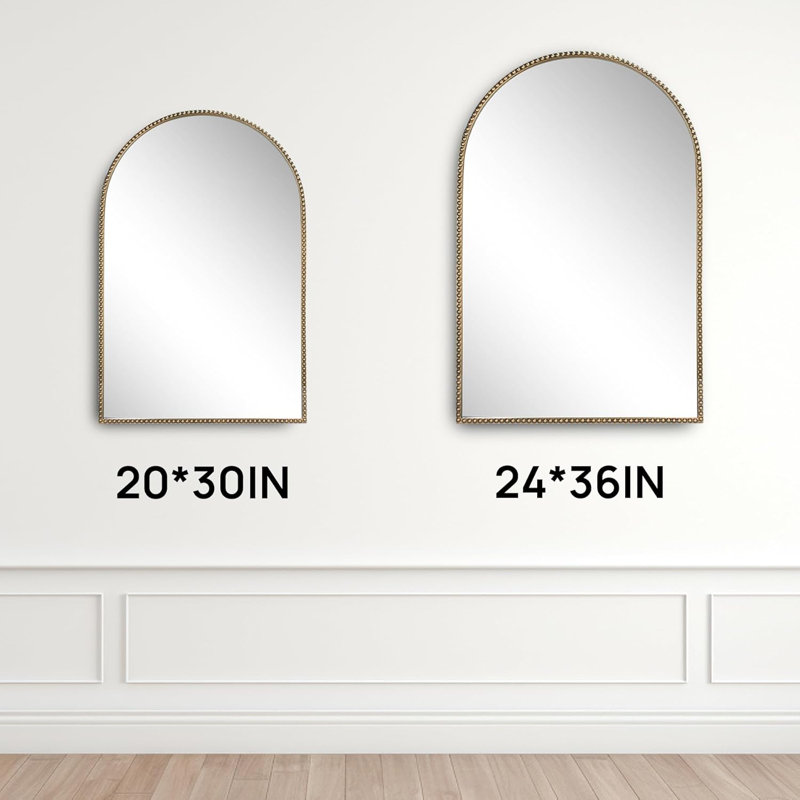 Miroir doré antique avec cadre perlé, 36 po x 24 po