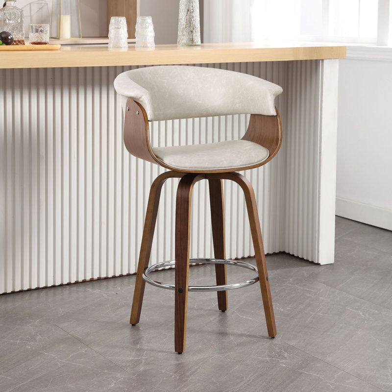 Draymond Swivel Upholstered Counter & Bar Stool, Beige, Counter Stool (26" Seat Height)