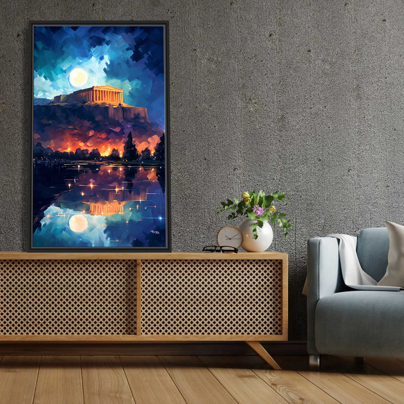 Parthénon, Athènes, Grèce par V2 Design Co. - Peinture sur toile à cadre flottant, L 21,5 po x H 33,5 po