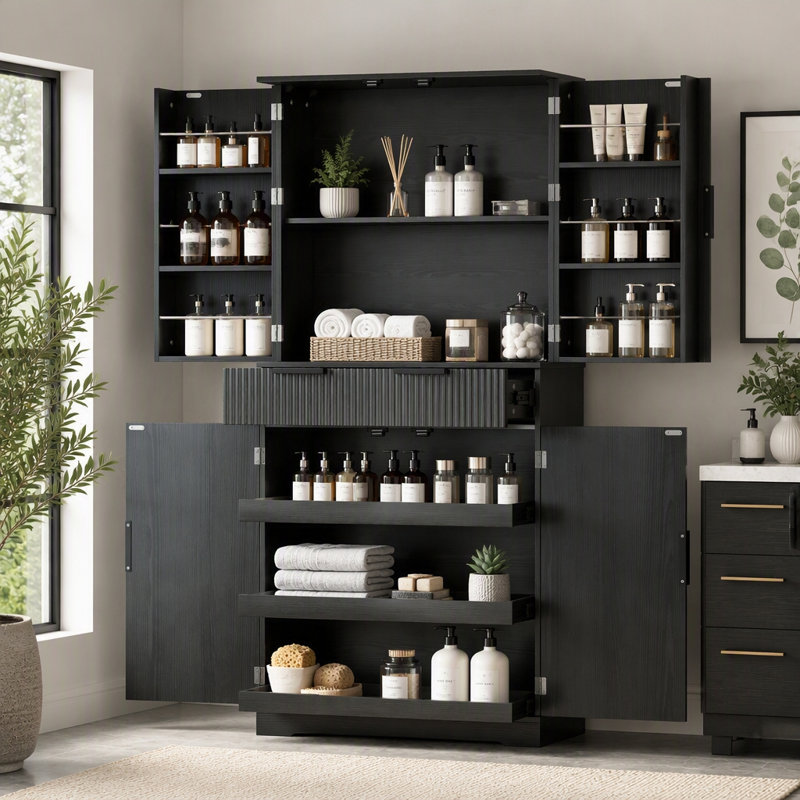 Armoire de rangement sur pied 72 pouces, Noir