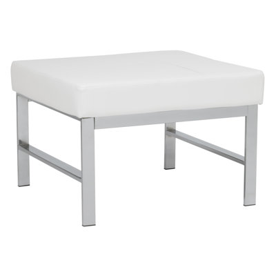 Atlas Modern Chrome and Leather Ottoman