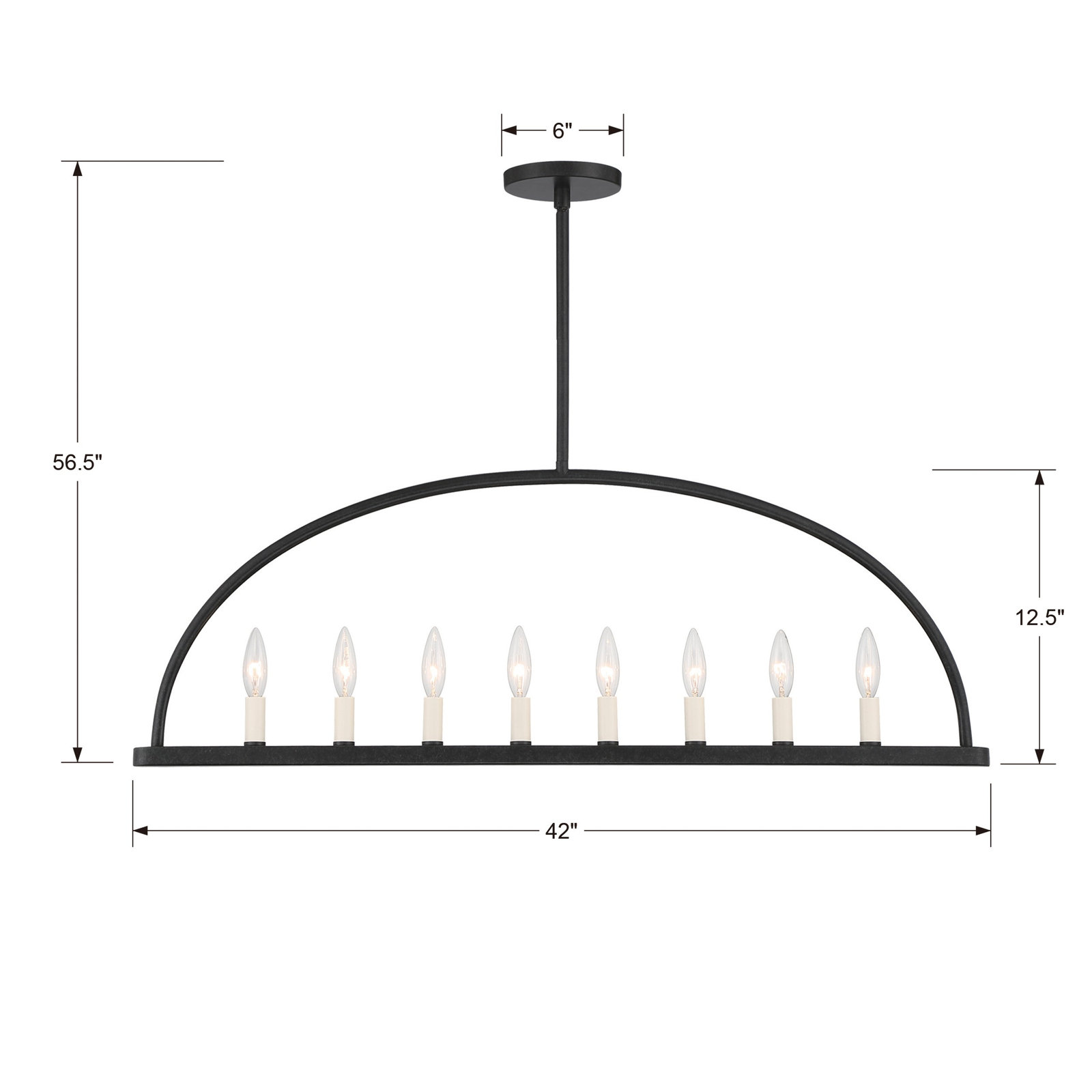 8-Light Chandelier, Black