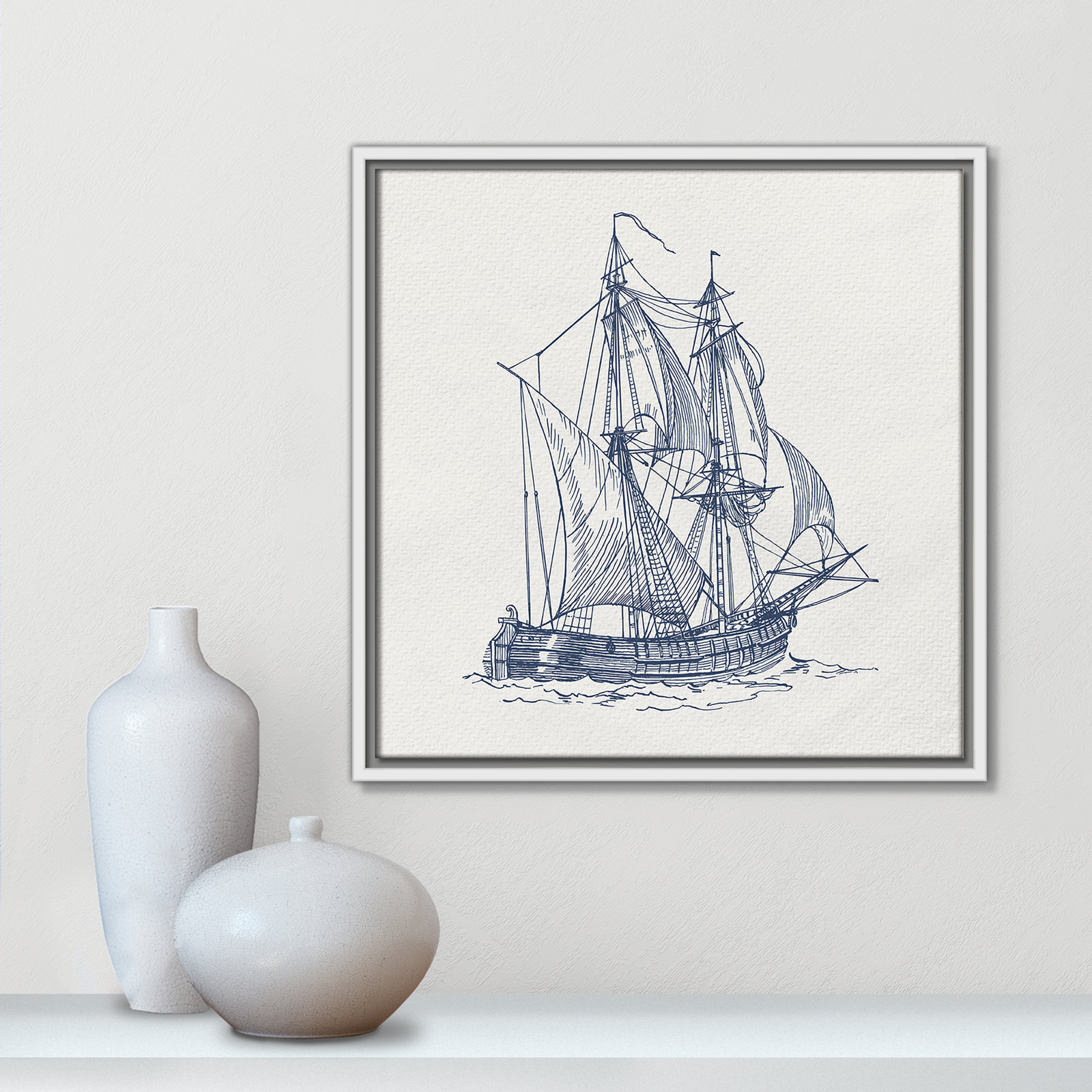 Into the Sea Collection "Into the Sea I" Print, 17.5" H x 17.5" W, White
