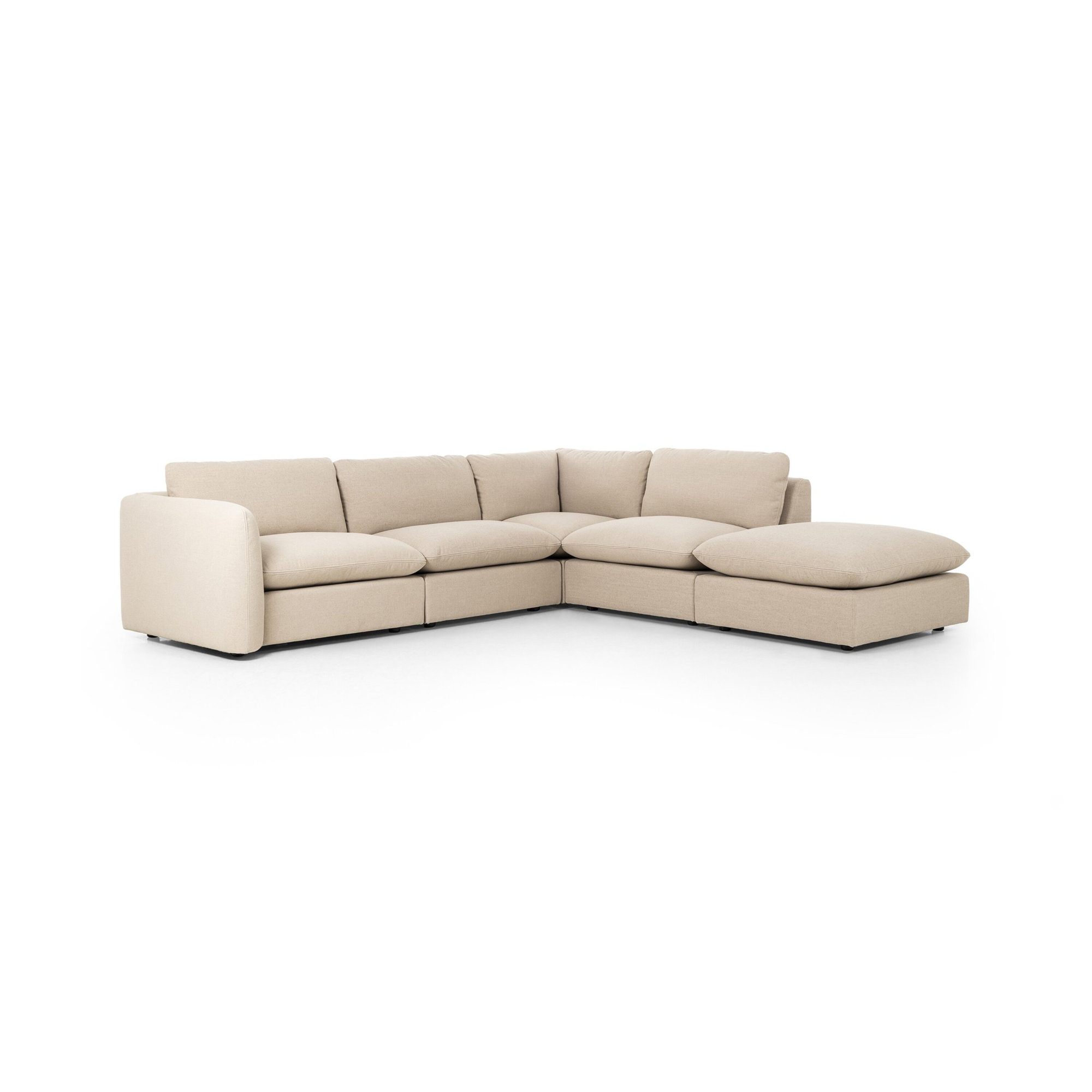 Margorie Upholstered L-Sectional, Taupe Linen Blend, Right Hand Facing