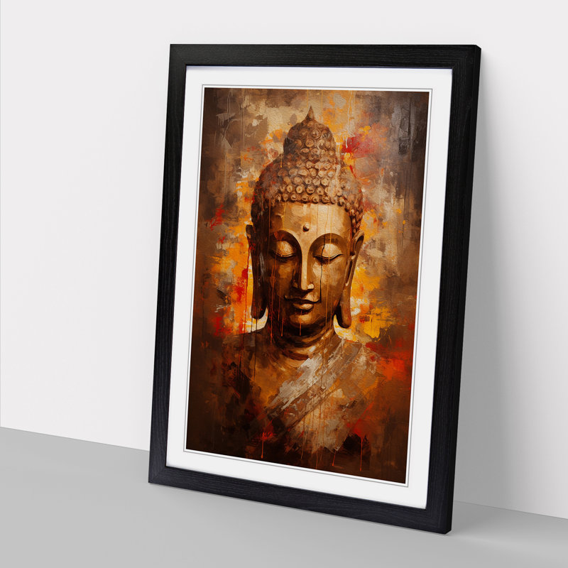 Buddha Abstract - Single Picture Frame Print on Wood, Black Framed, 34cm H x 25cm W x 2cm D