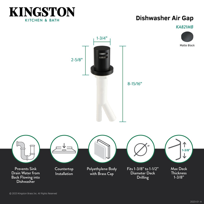 Écart d'air pour lave-vaisselle Kingston Brass Trimscape, Noir mat