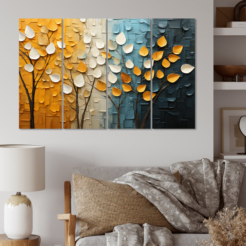 Ensemble de 4 panneaux muraux abstraits «Forest Forest»
